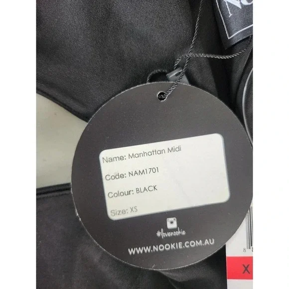 NWD Nookie Manhattan Midi Dress Size XS Black Cocktail Cutout Stretch - Picture 10 of 13